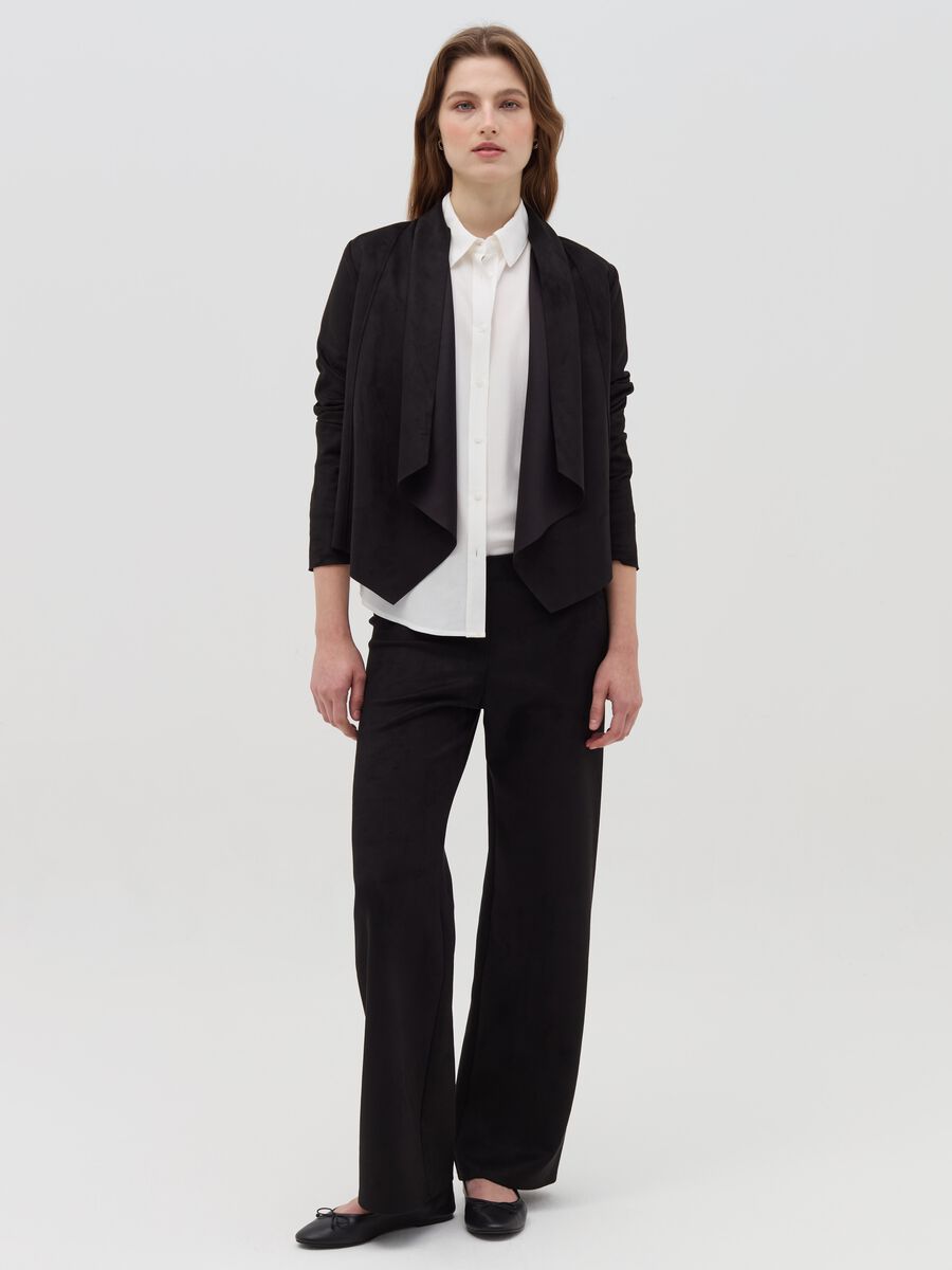 Giacca corta aperta scamosciata_1