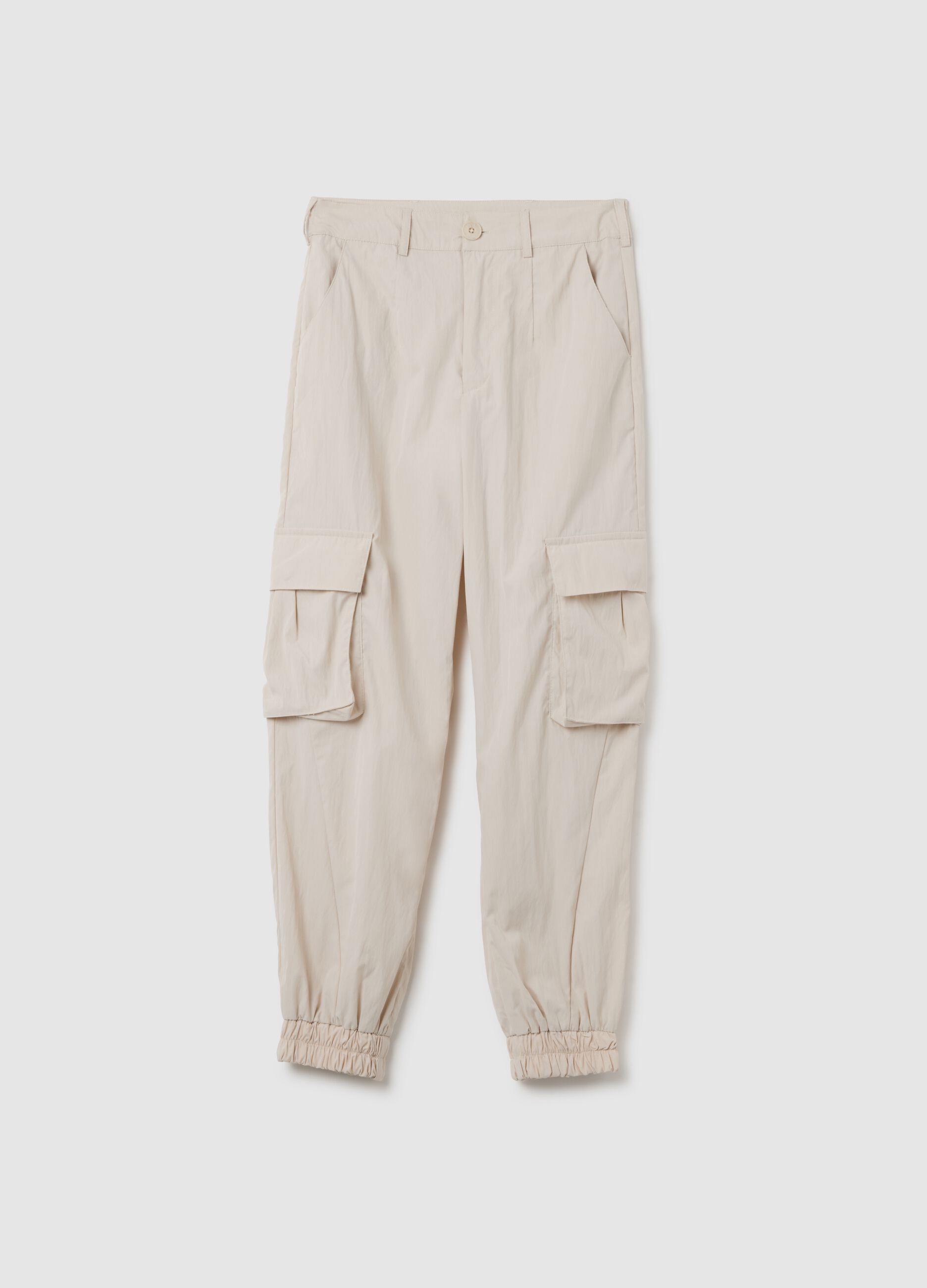 Girls' beige mixed regular fit trousers