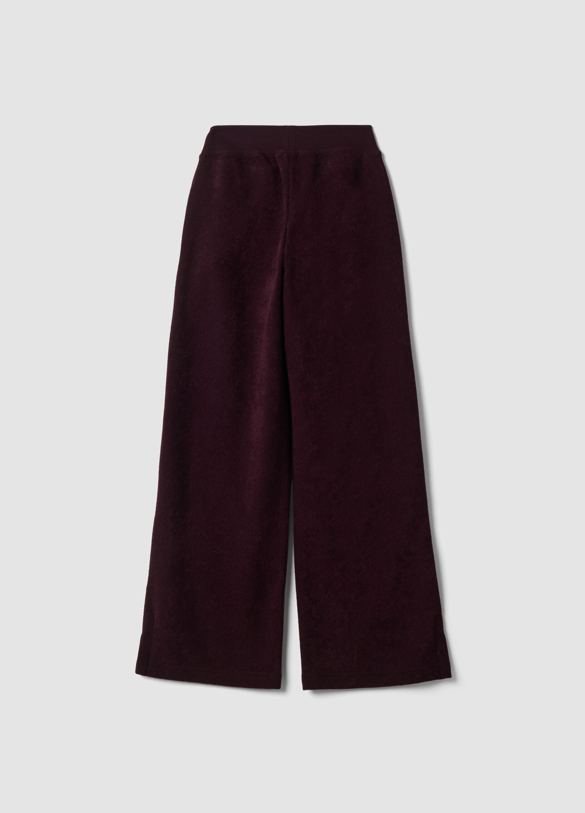 Purple viscose-blend straight-fit trousers