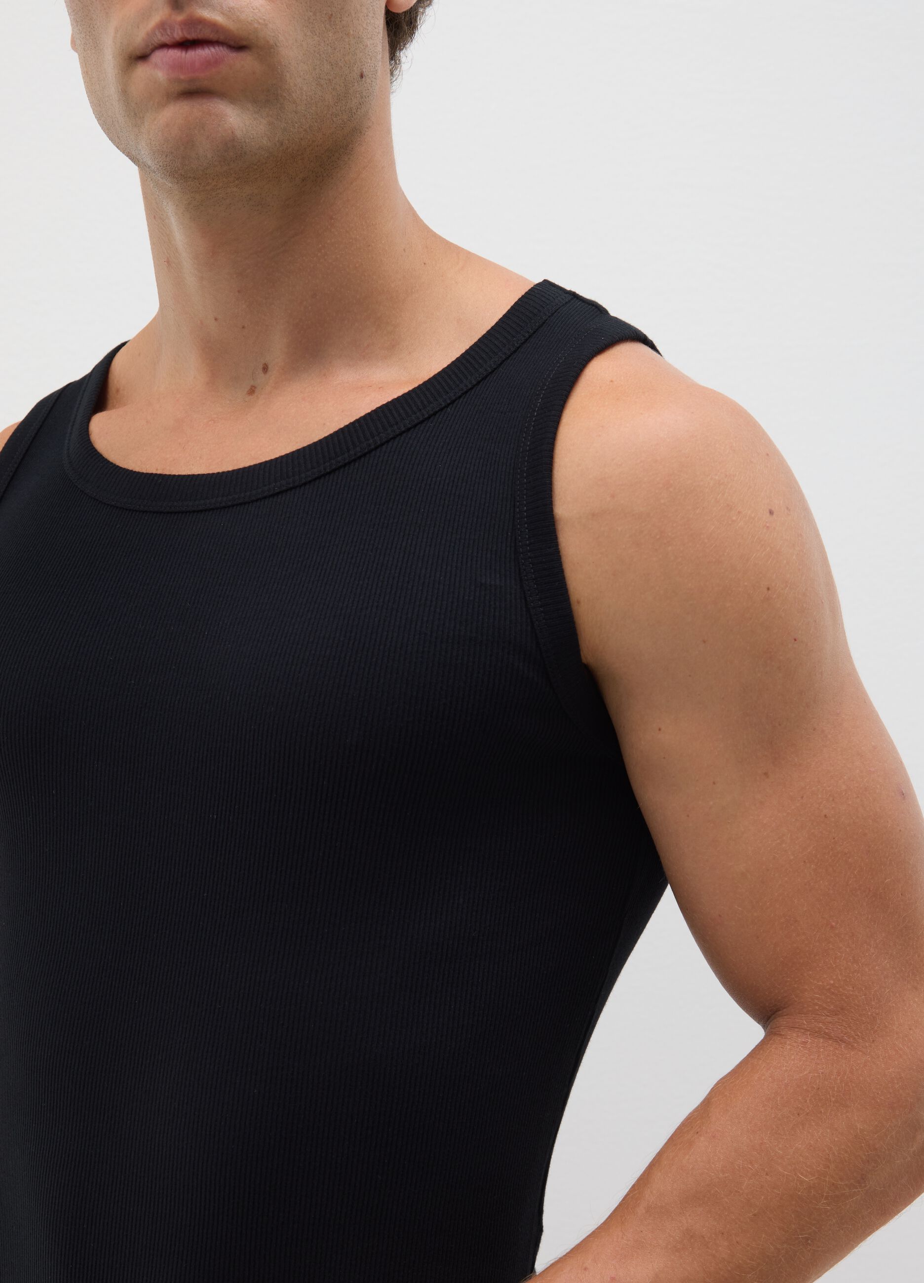 Men's black pure cotton vest