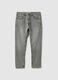 Grey denim cotton blend carrot fit jeans_5