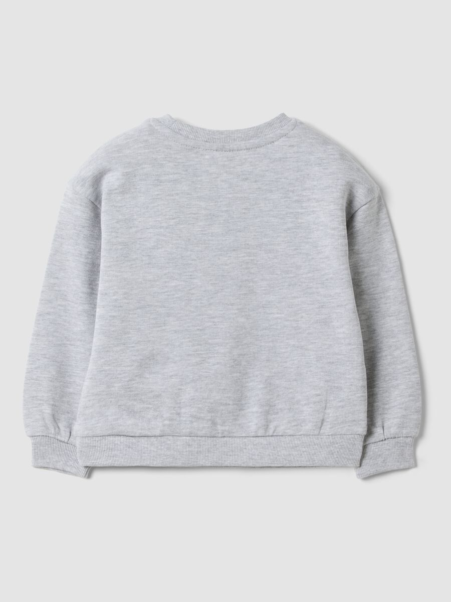 Grey crew-neck cotton and viscose blend sweatshirt with embroidered star for baby girl_1