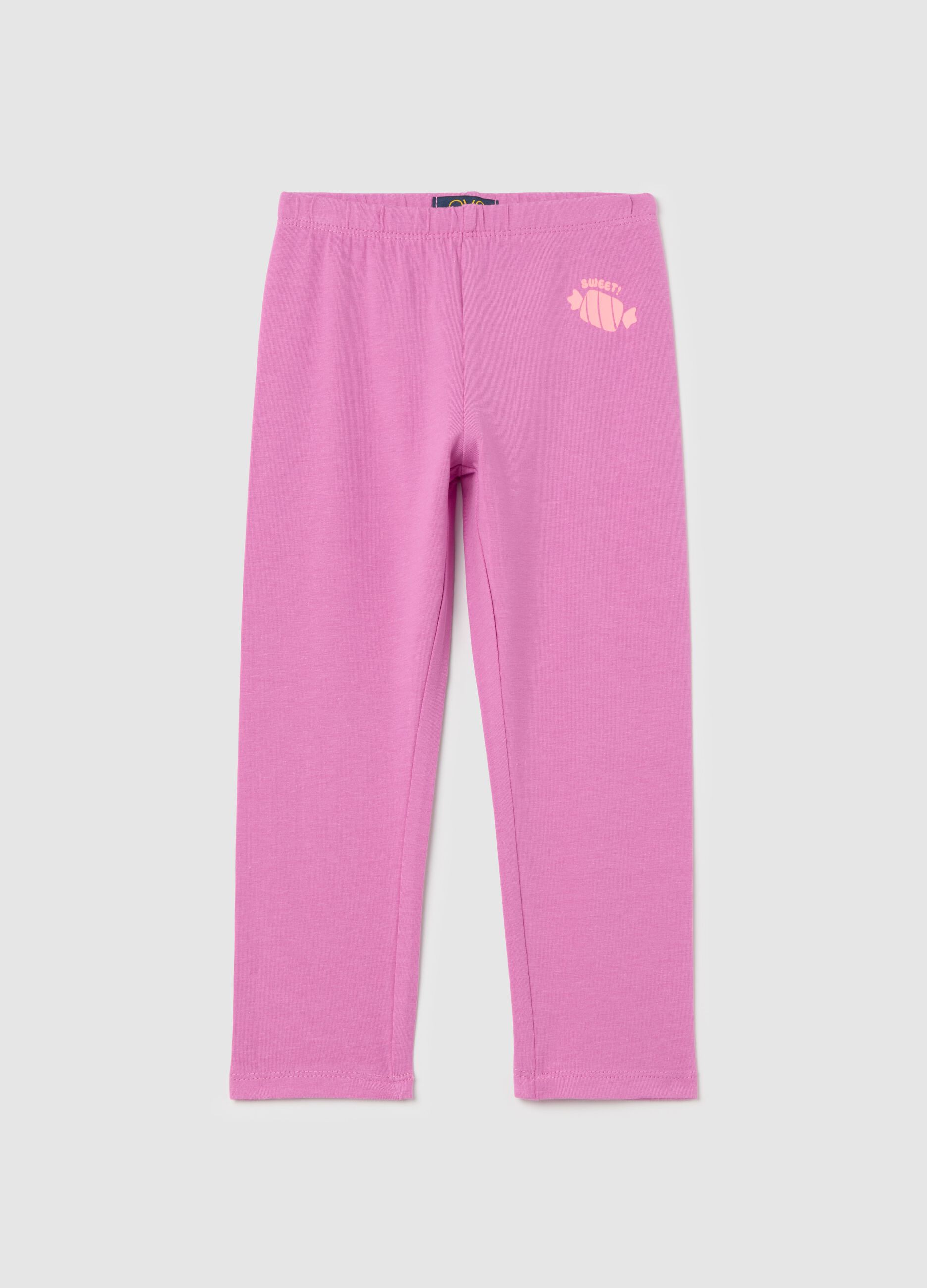 Three-quarter leggings in stretch cotton