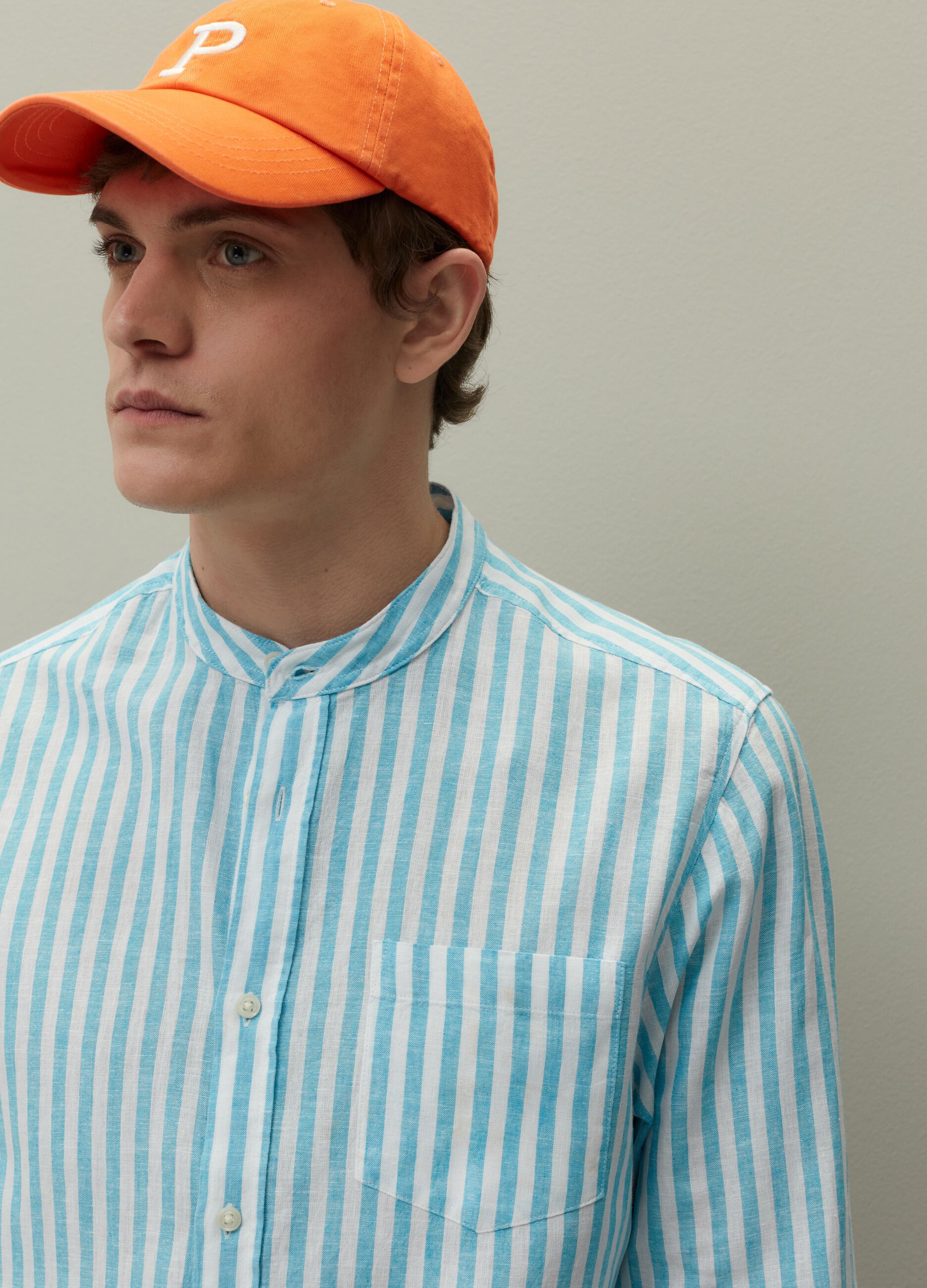 Camicia regular fit collo alla coreana_1