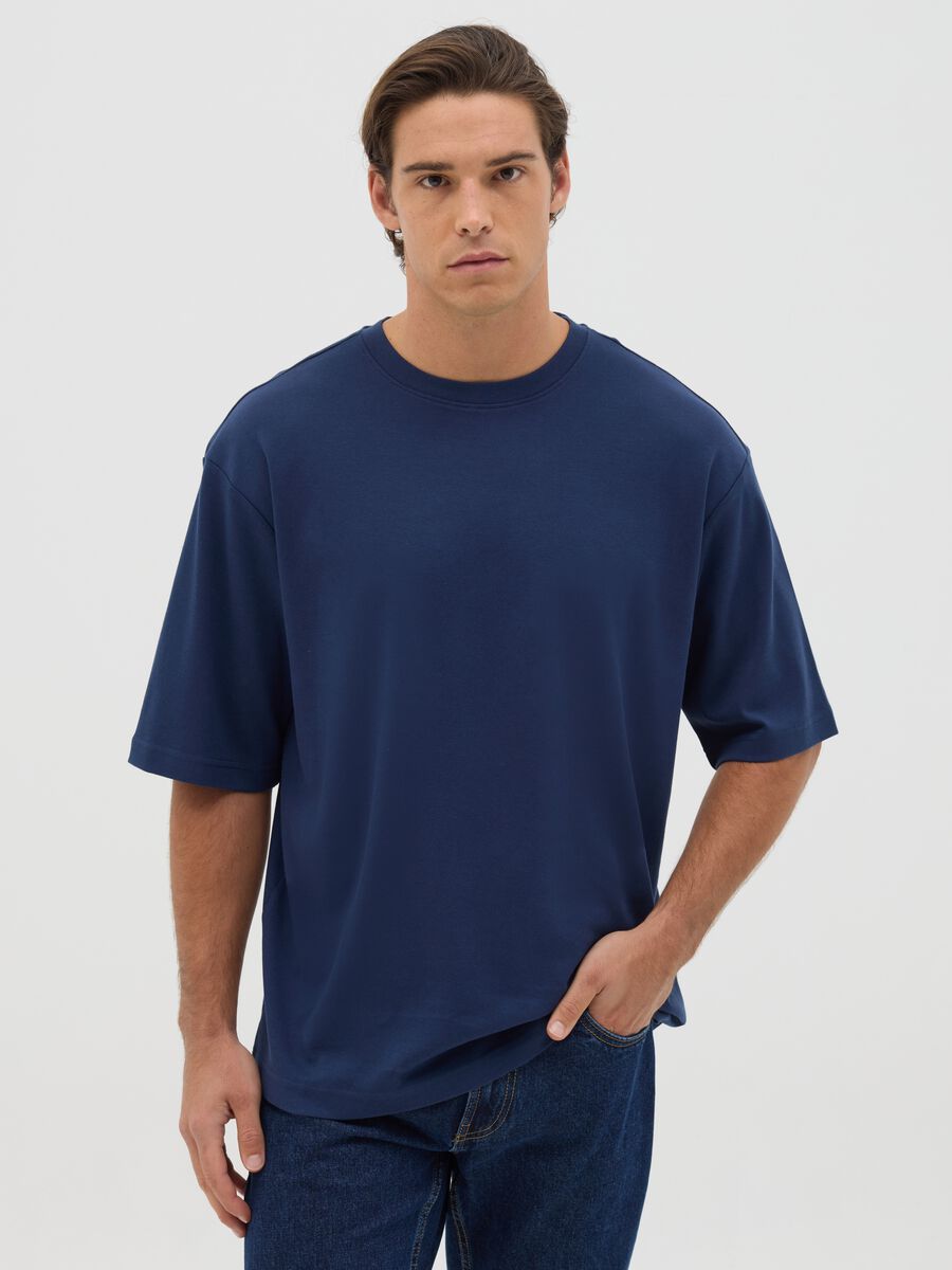 Pure Cotton Short Sleeve Blue T-shirt_0