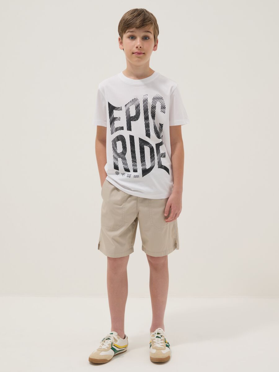 Bermuda beige in puro cotone da ragazzo regular fit_0