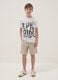 Beige pure cotton shorts with elasticated waist_0