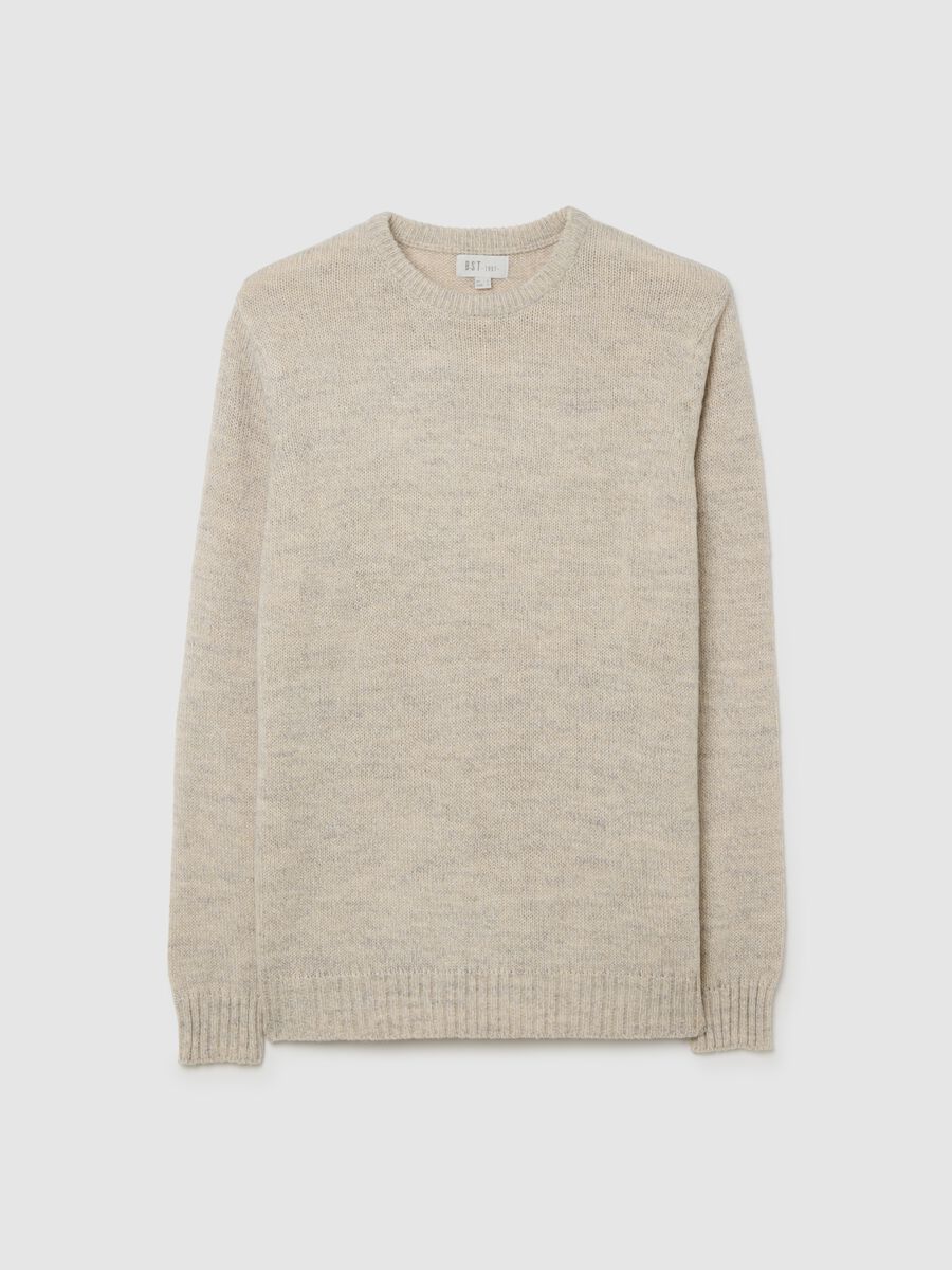 Beige Sweater in Acrylic and Wool Blend_0