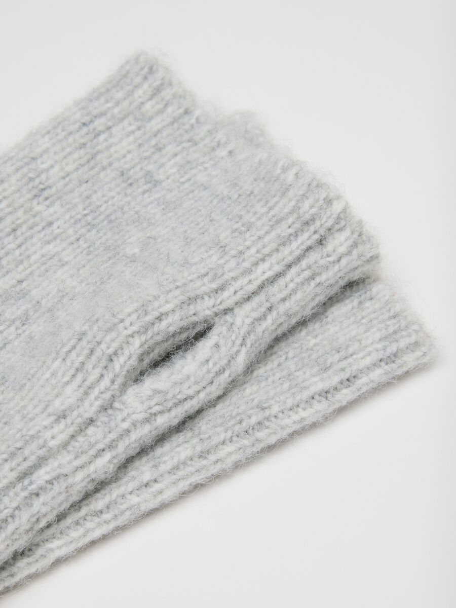 Grey mixed wool fabric gloves_1