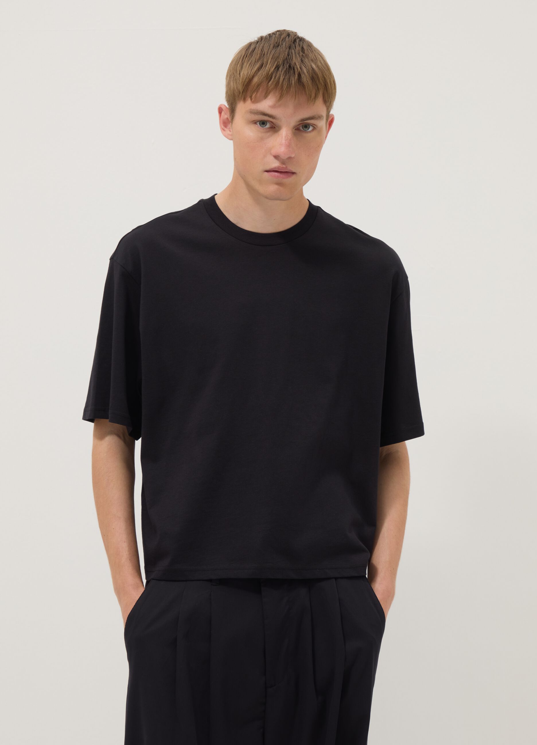 Black pure cotton short-sleeve T-shirt
