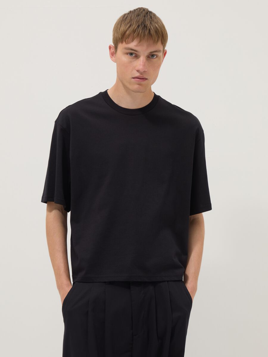 Black pure cotton short-sleeve T-shirt_2