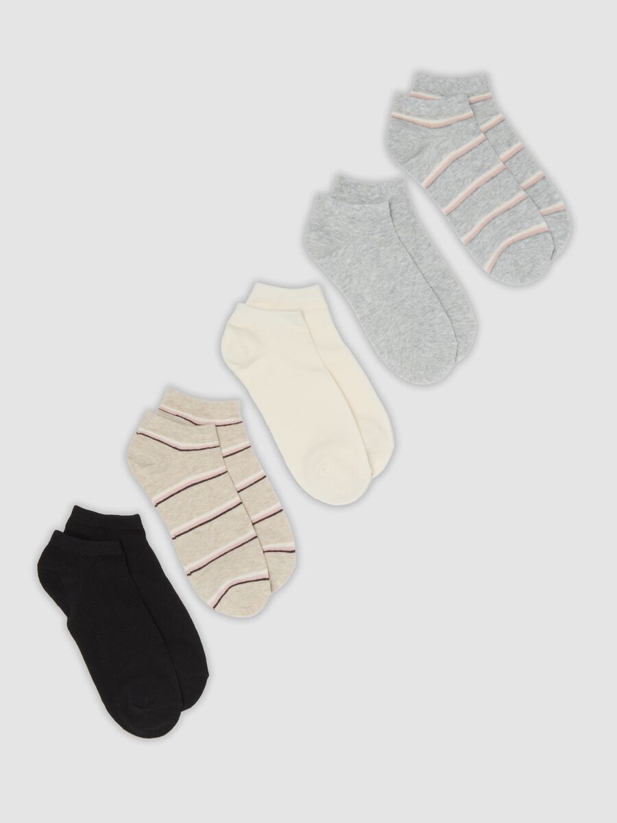 Pack of five striped socks in stretch organic cotton_0