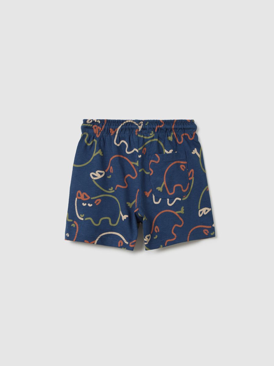 Children's blue pure cotton shorts regular fit with print_1