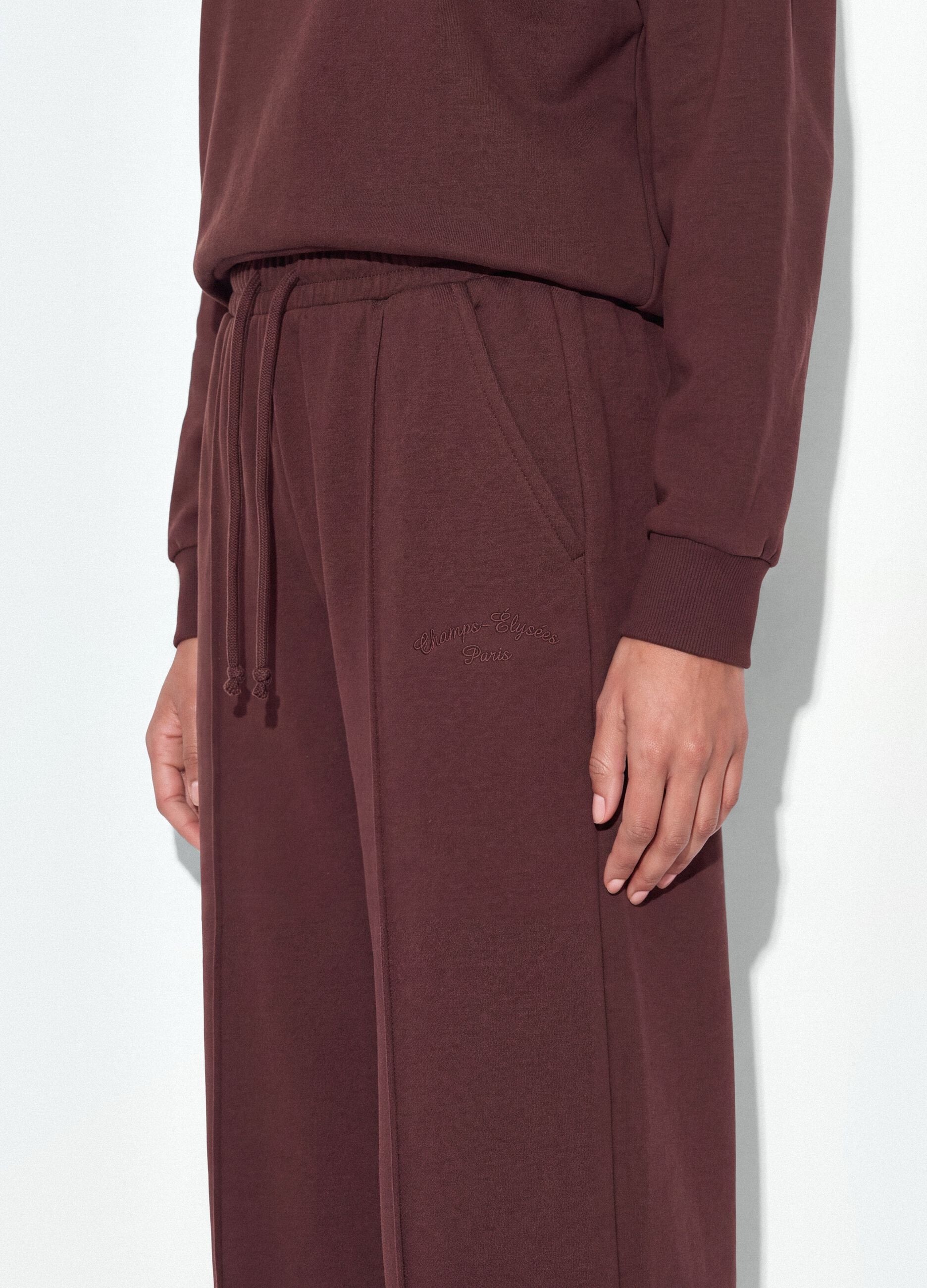 Brown cotton-blend straight-fit joggers