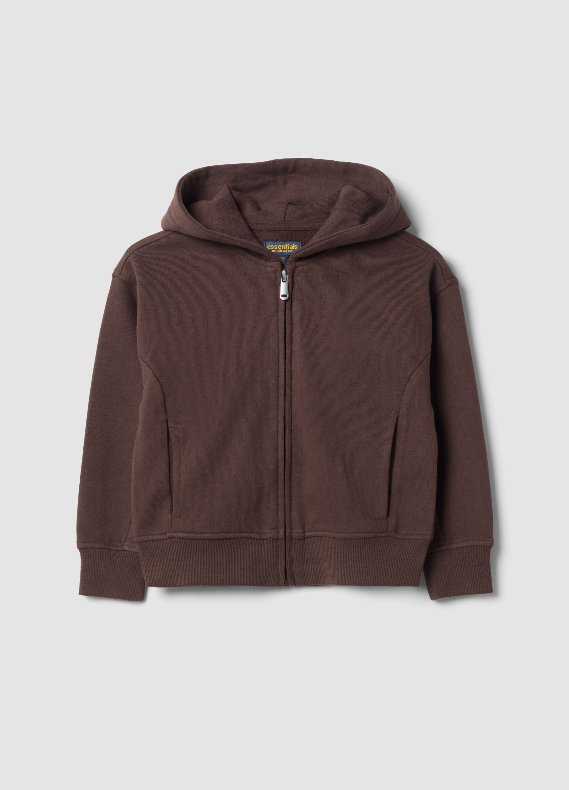 Felpa marrone in puro cotone organico con girocollo