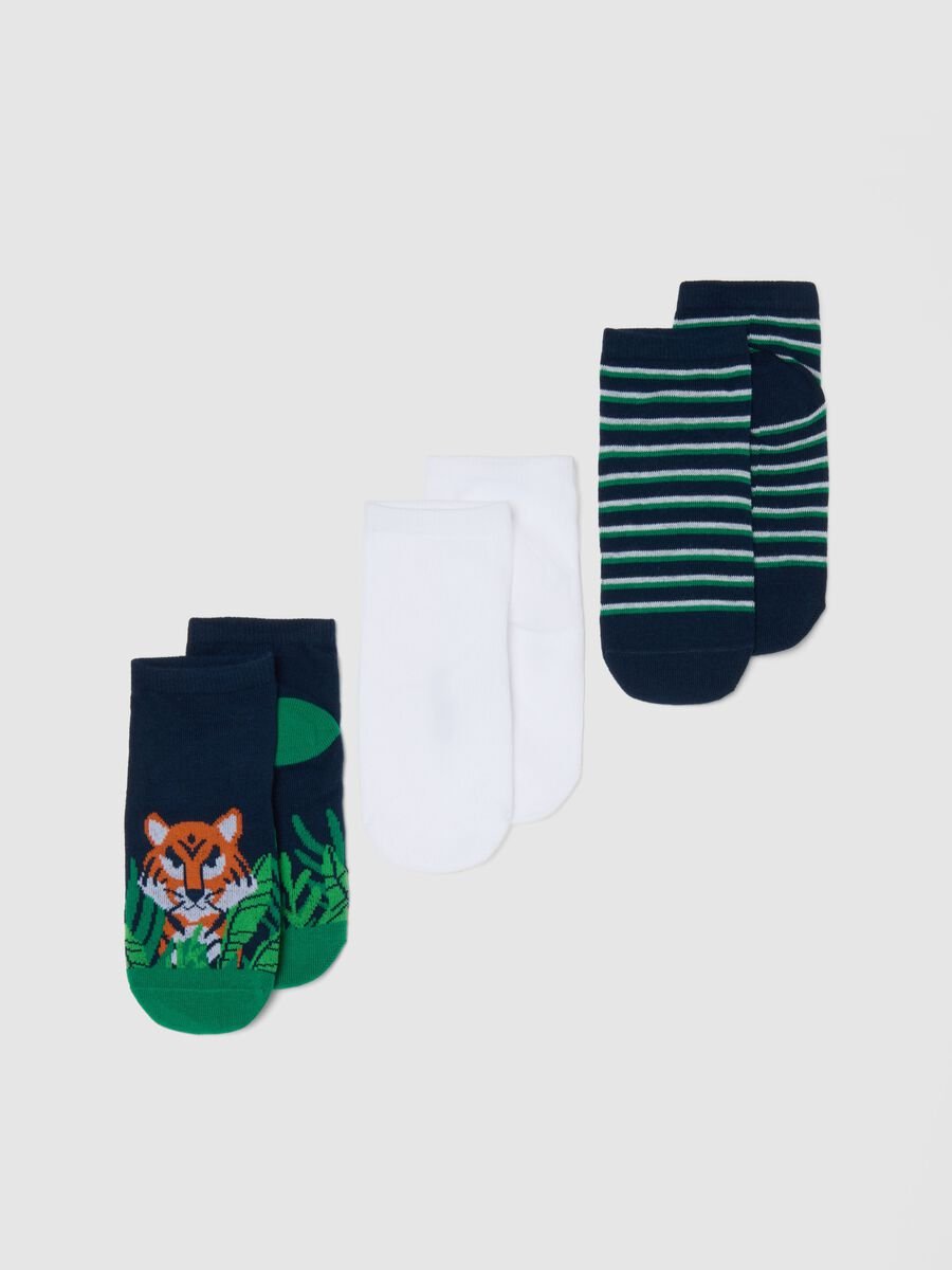 Tripack calze corte in cotone multicolor per bambini_0