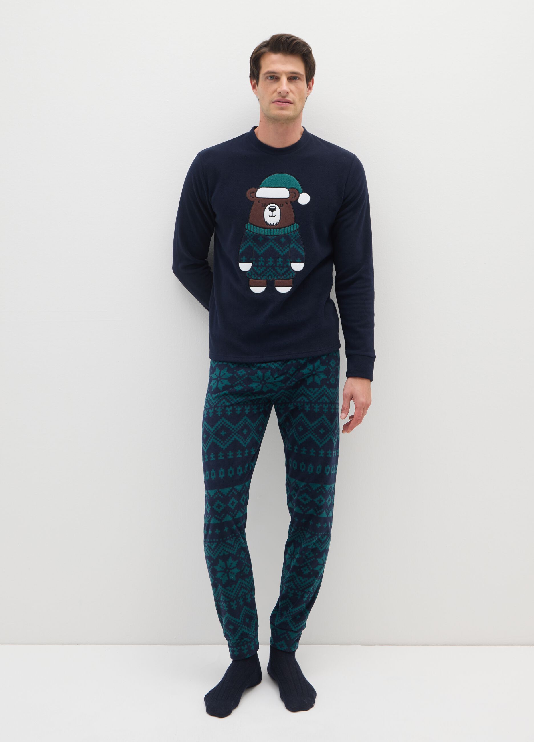 Multicolour regular fit pyjama with Christmas motif