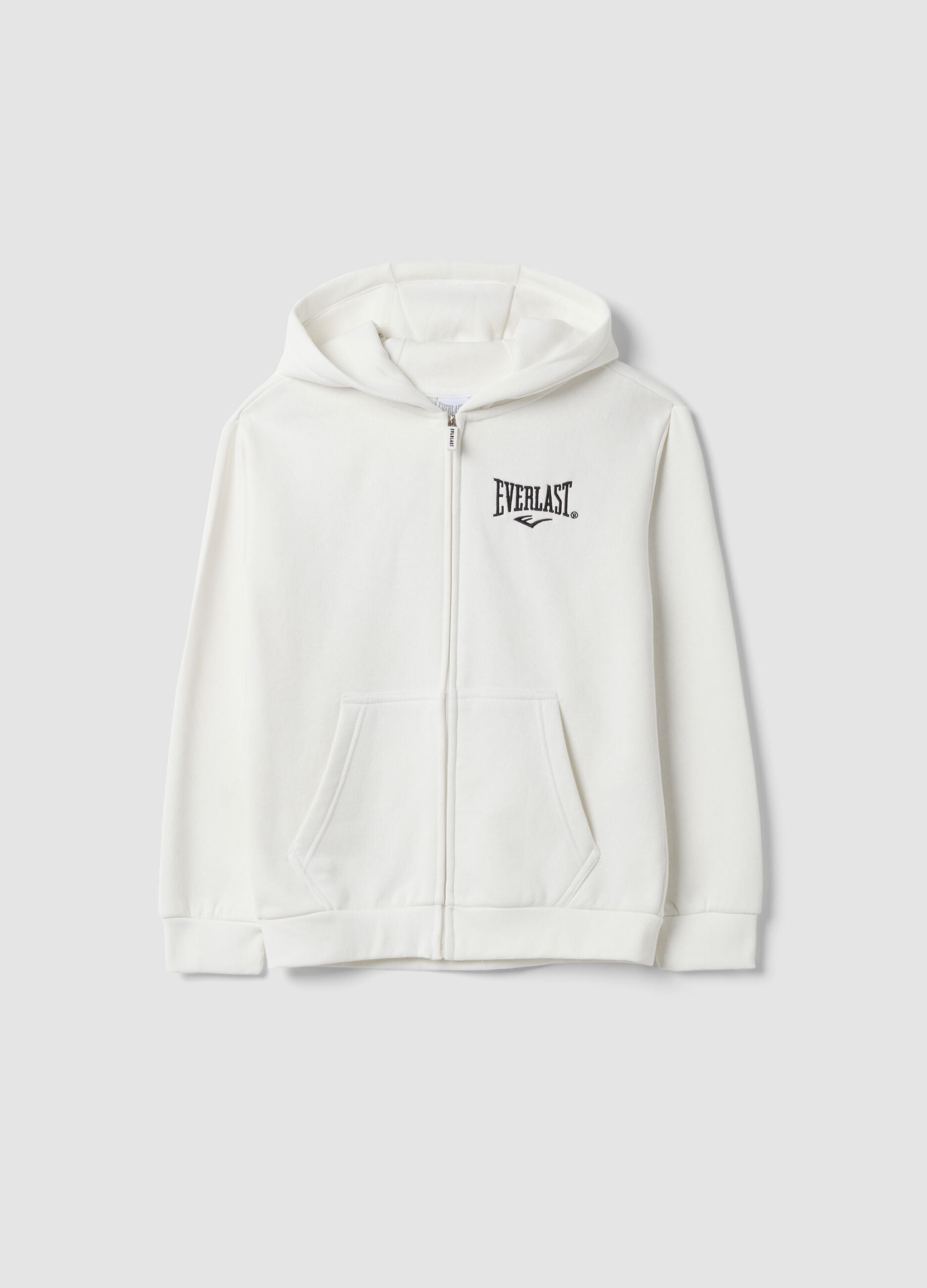 White cotton-blend hooded sweatshirt with Everlast logo