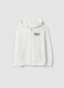 White cotton-blend hooded sweatshirt with Everlast logo_0
