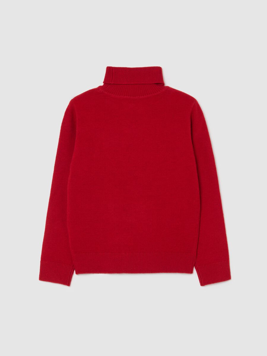 Maglione rosso a collo alto da bambino regular fit_1
