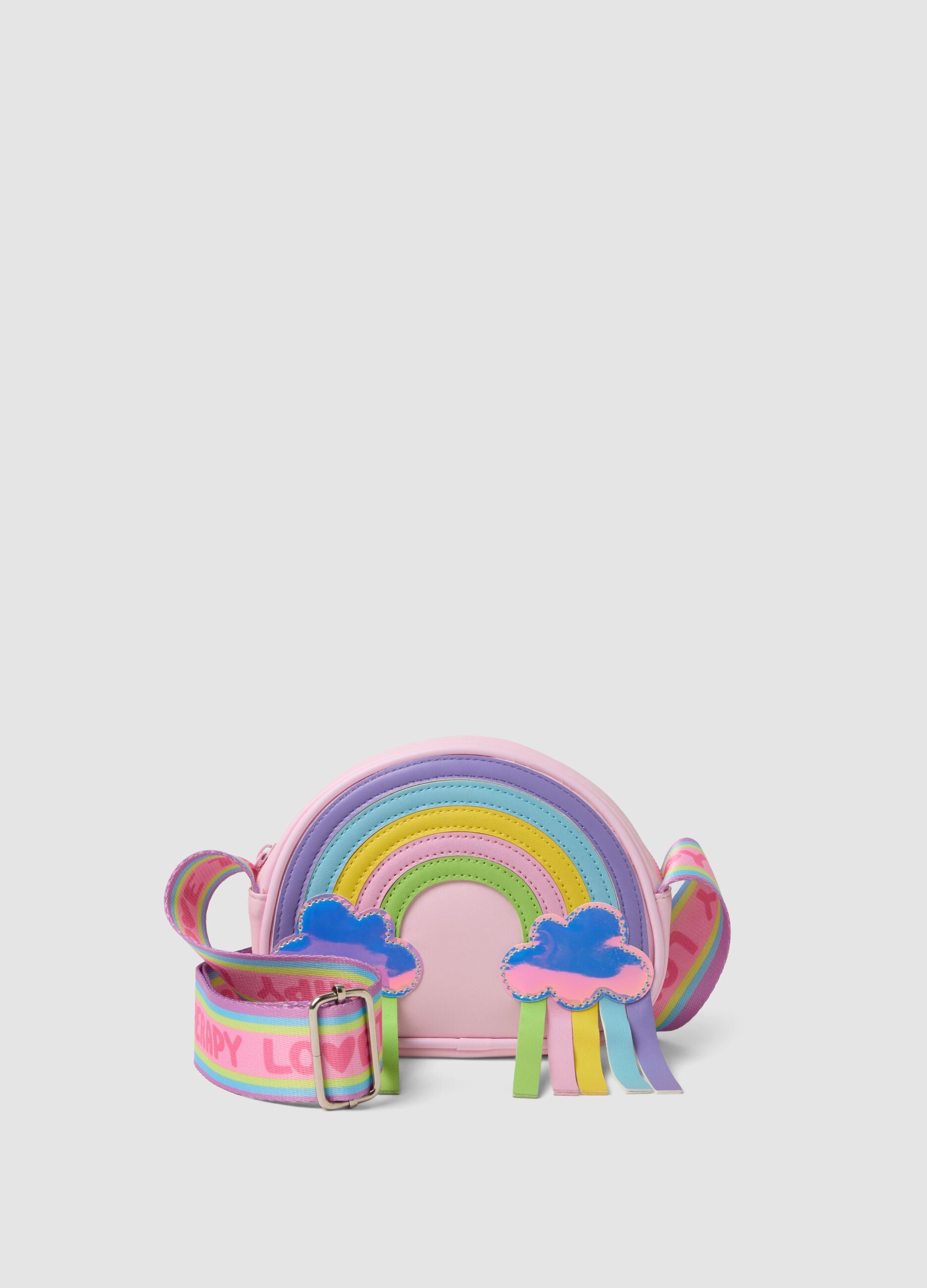Pink crossbody bag with rainbow