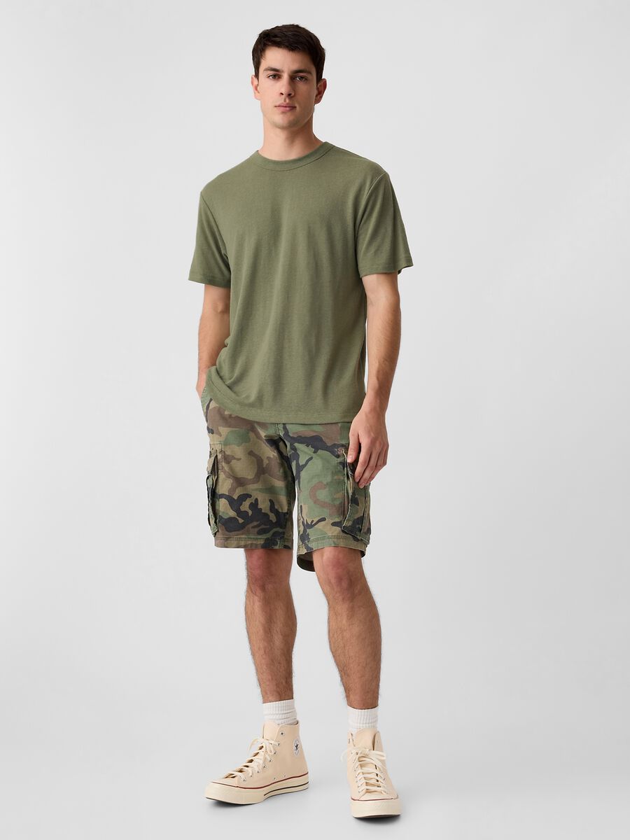 T-shirt girocollo in misto lino_1