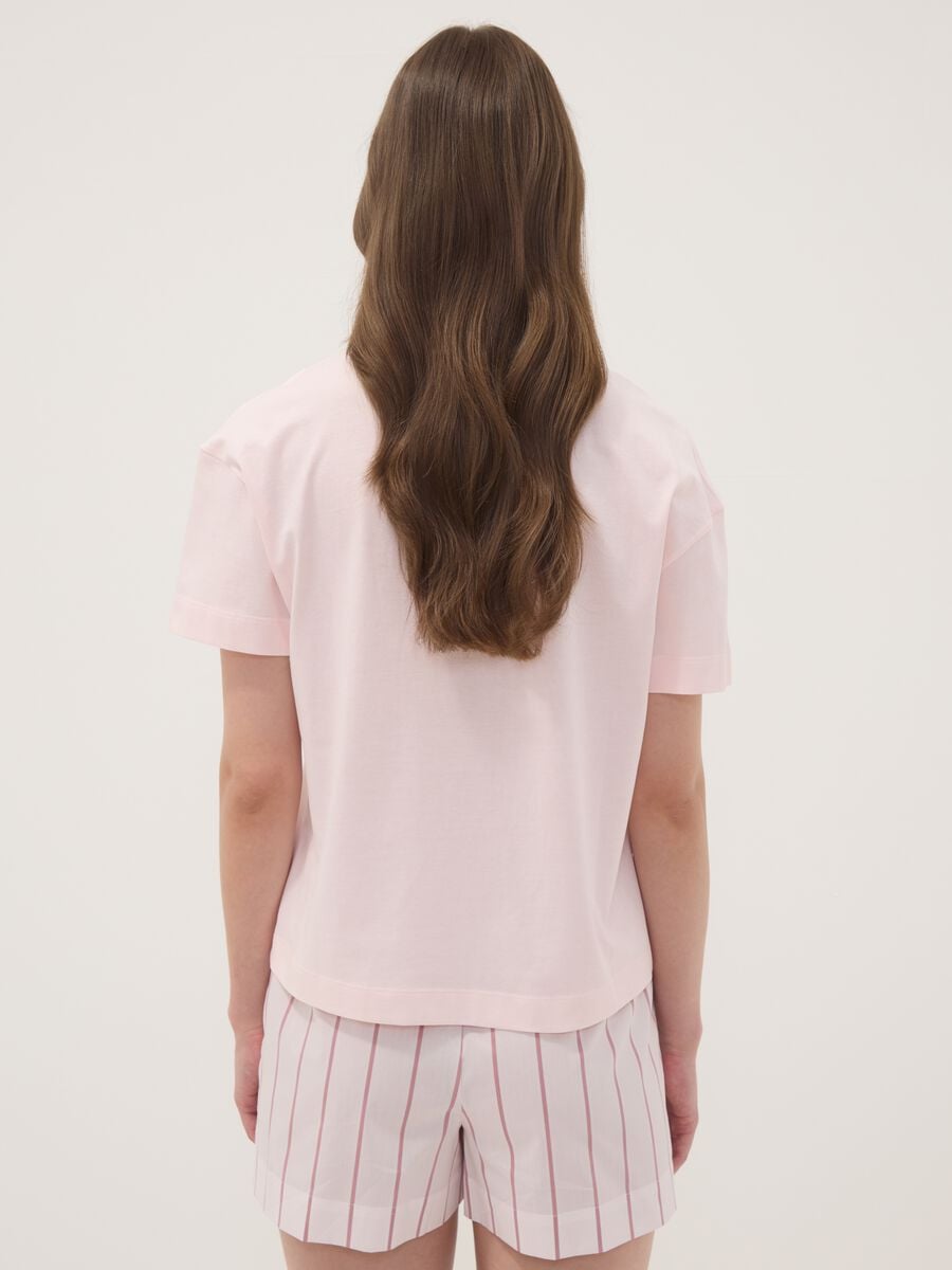 Pink organic cotton pyjama T-shirt with Mickey Mouse slogan_3
