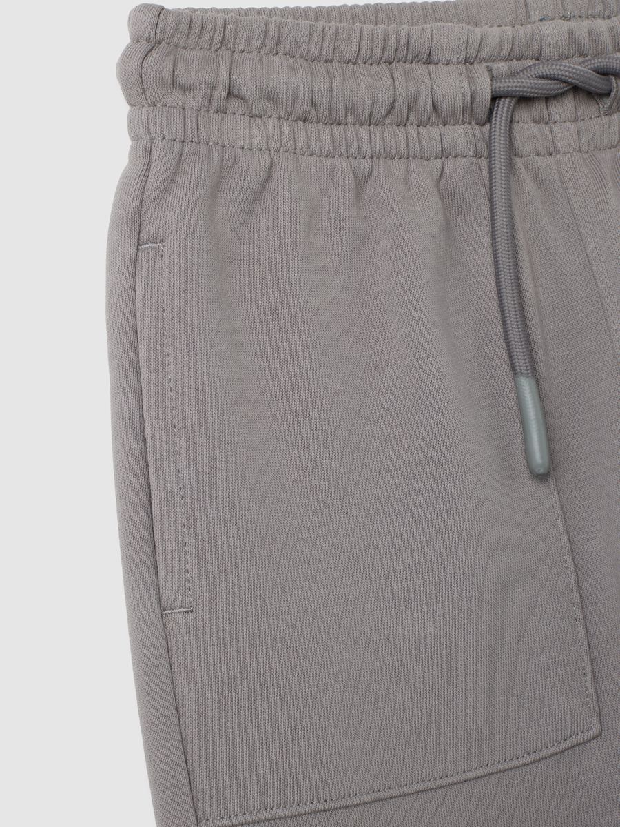 Jogger da bambino in puro cotone grigio regular fit_3