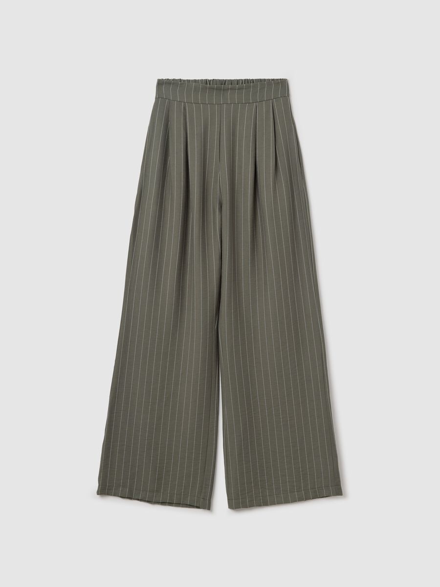 Green palazzo trousers with striped pattern_4