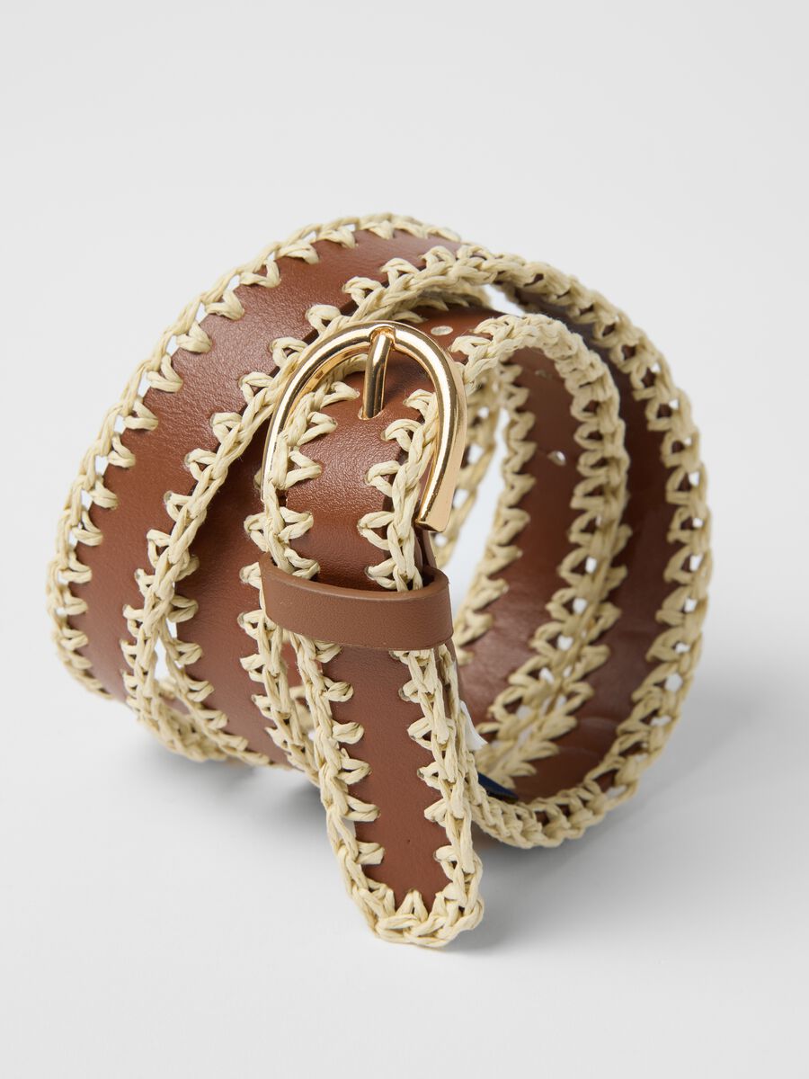 Belt with woven raffia edging_2
