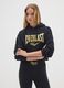 Black cotton blend hoodie with Everlast print_0