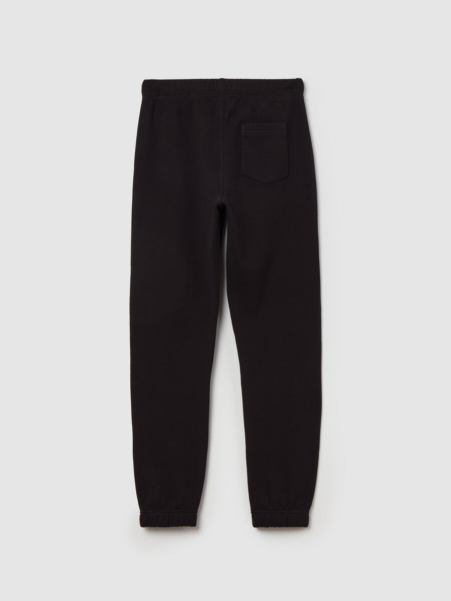 Fleece joggers with drawstring and lettering print_4