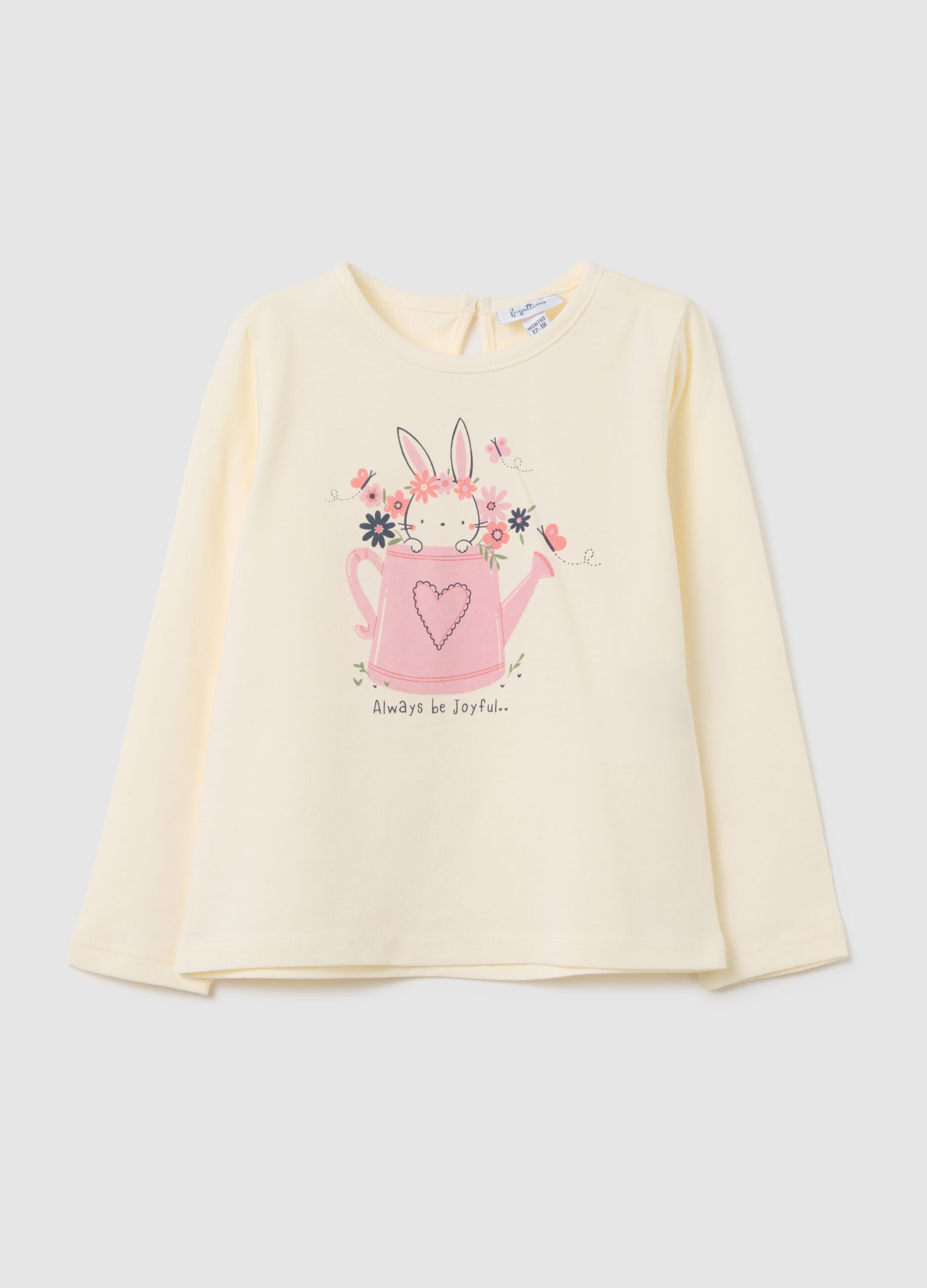 Girls' beige pure cotton regular fit top