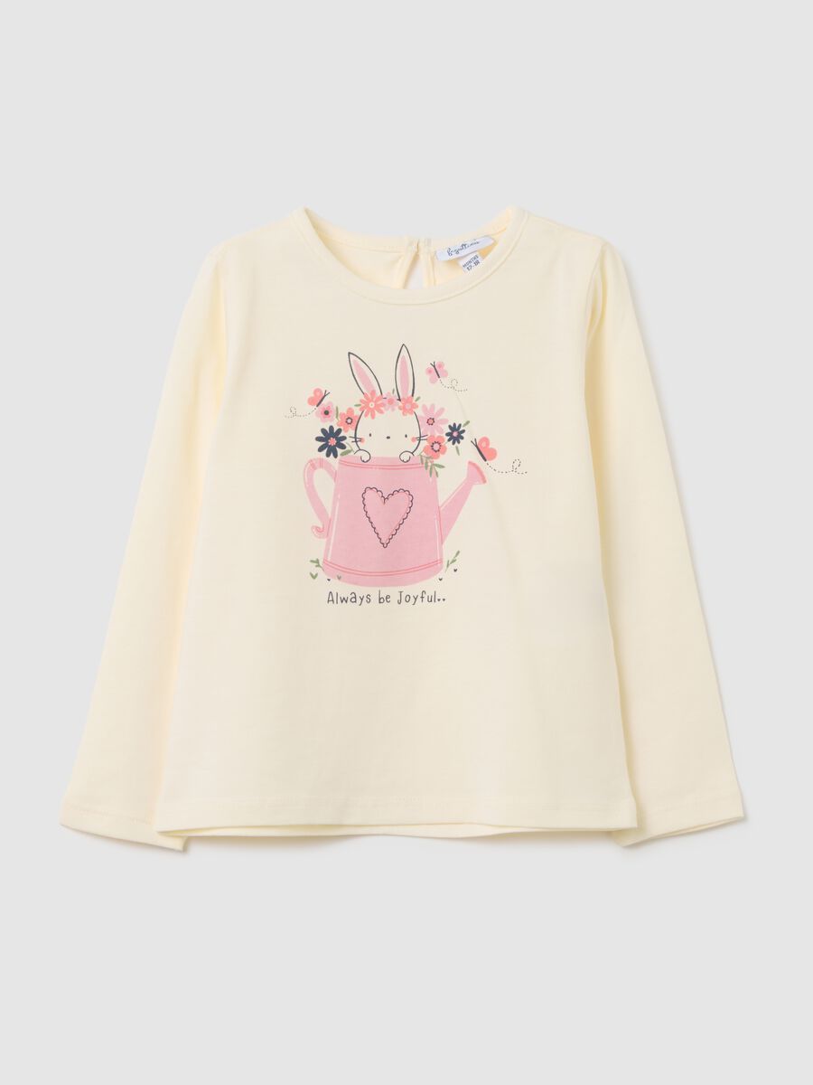 Girls' beige pure cotton regular fit top_0