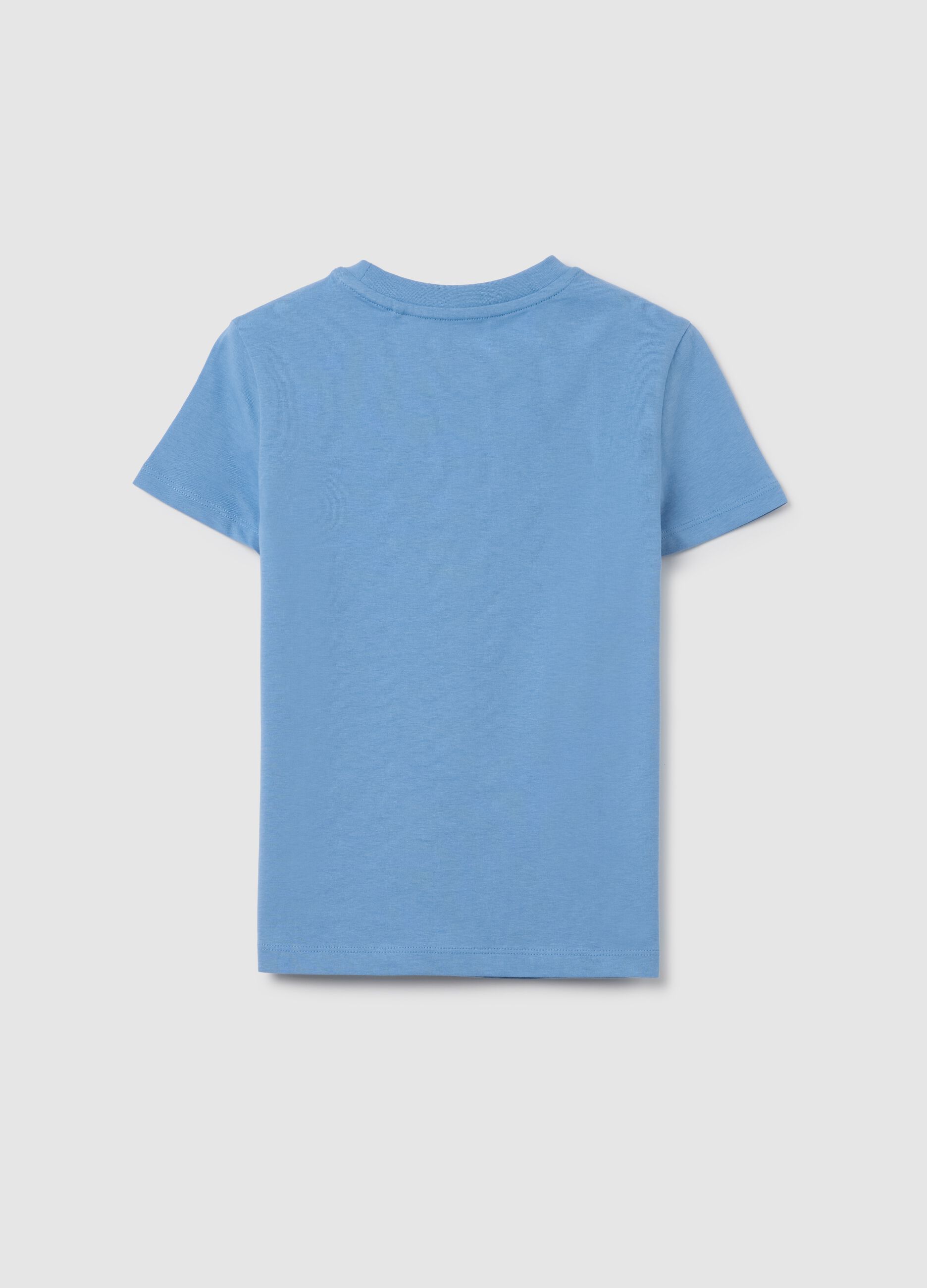 Girls' blue cotton T-shirt regular fit with print
