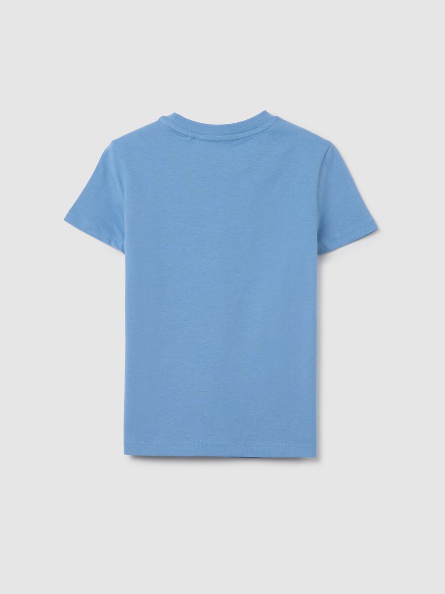 T-shirt da ragazza in puro cotone azzurra regular fit con stampa_4