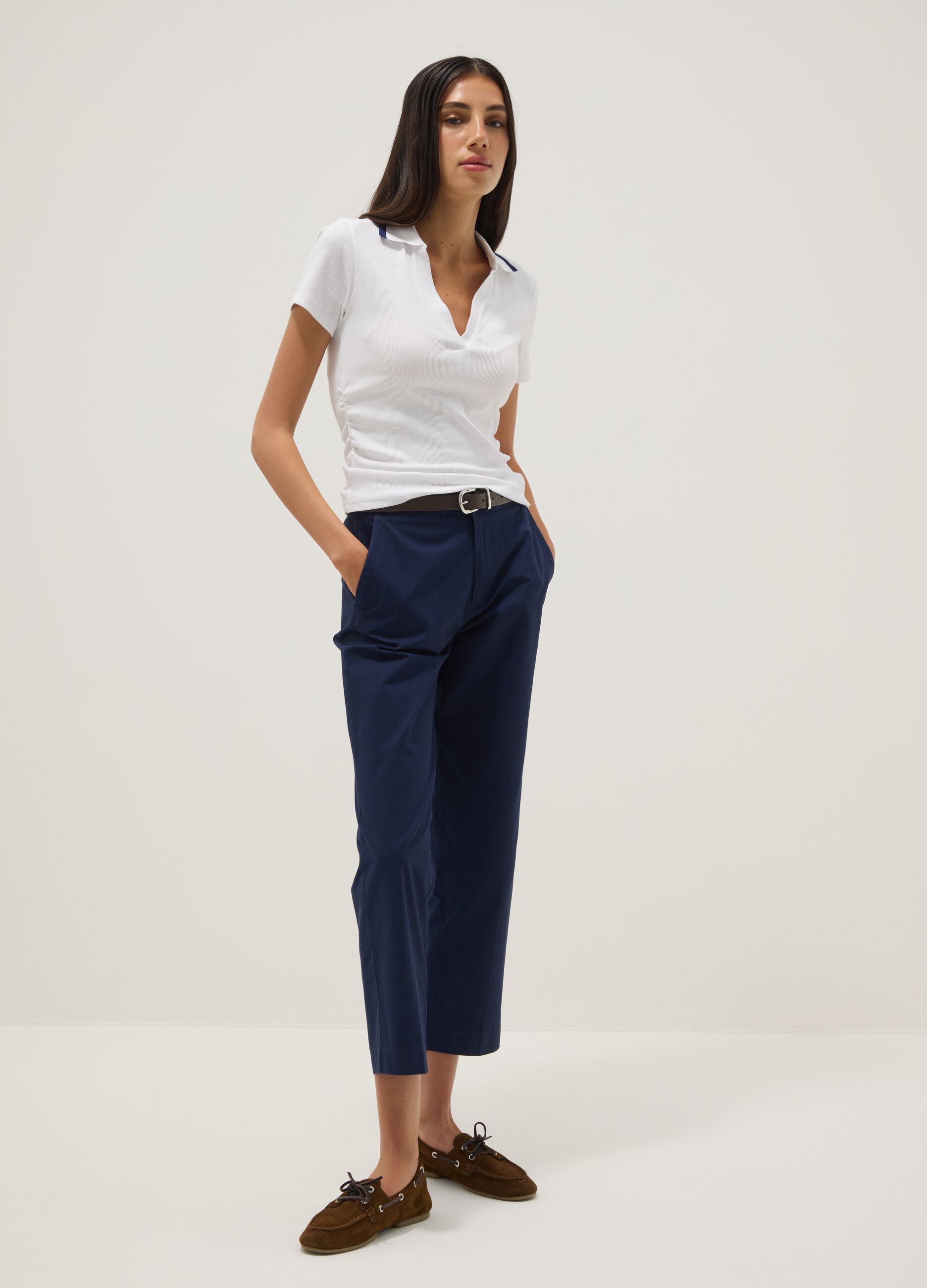 Blue regular-fit pure cotton chino trousers