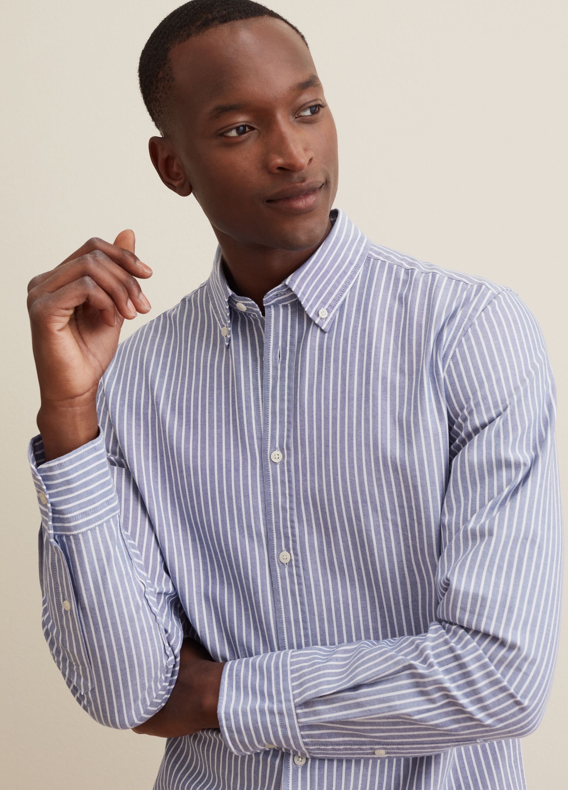 Camicia in cotone oxford fantasia a righe_1