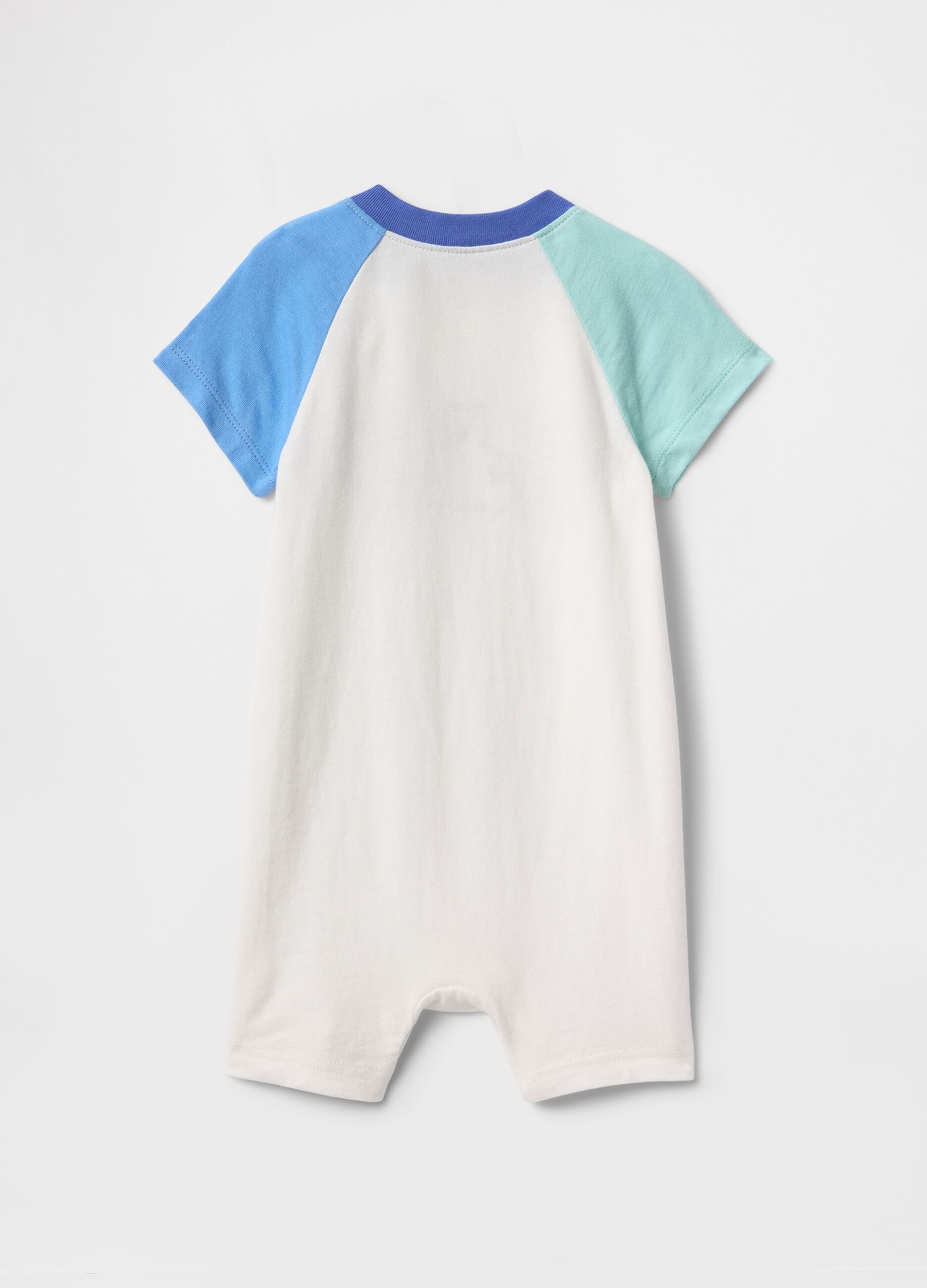 Romper suit with logo and embroidered teddy bear