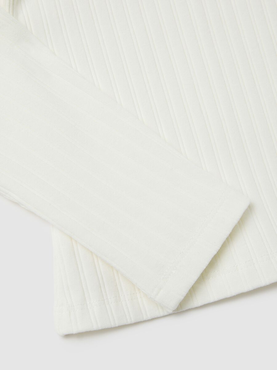 Maglia da bambina in cotone elasticizzato bianca regular fit_3