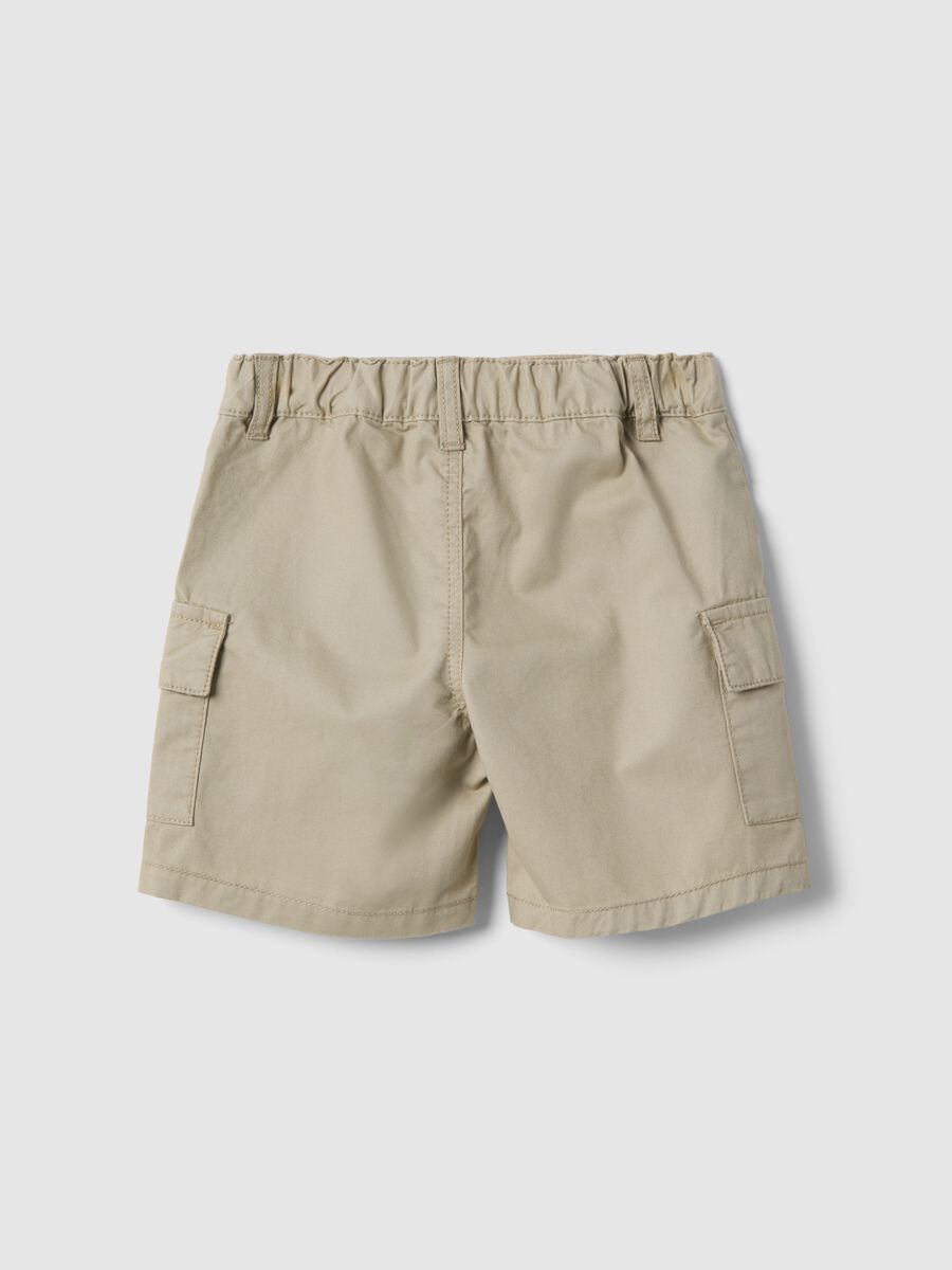 Beige cotton cargo shorts for kids regular fit_1