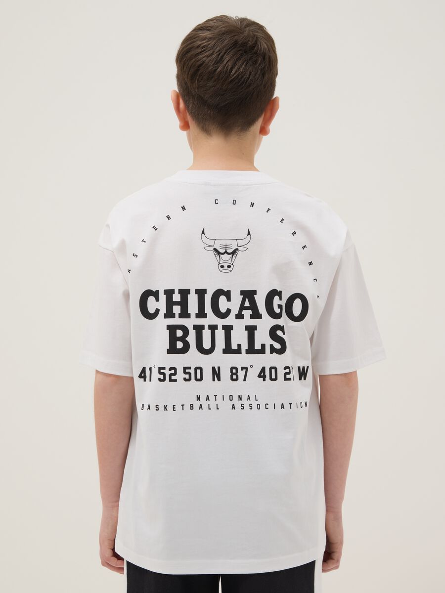 Kids' white pure cotton oversized fit t-shirt with Chicago Bulls logo_1