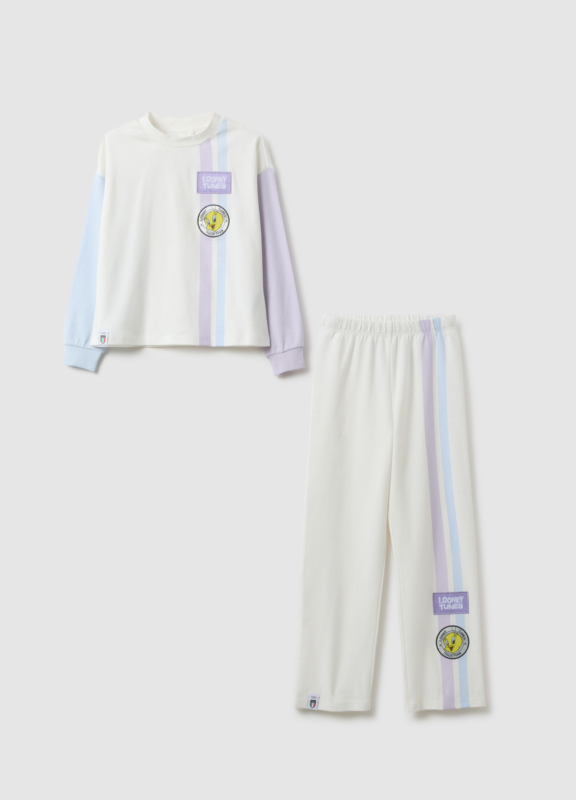 Girls' multicolour striped pyjamas in pure cotton regular fit