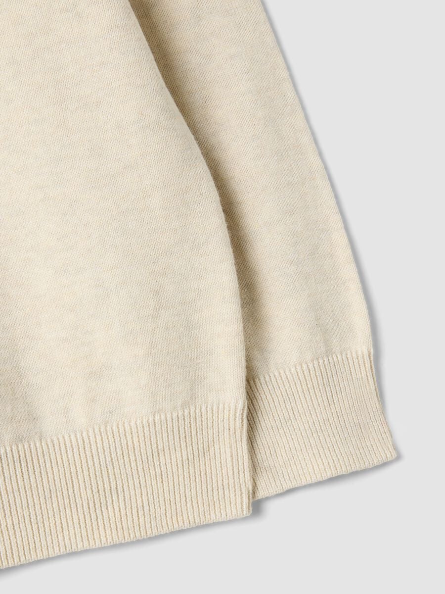 Maglia beige in puro cotone a girocollo over fit per bambino_3