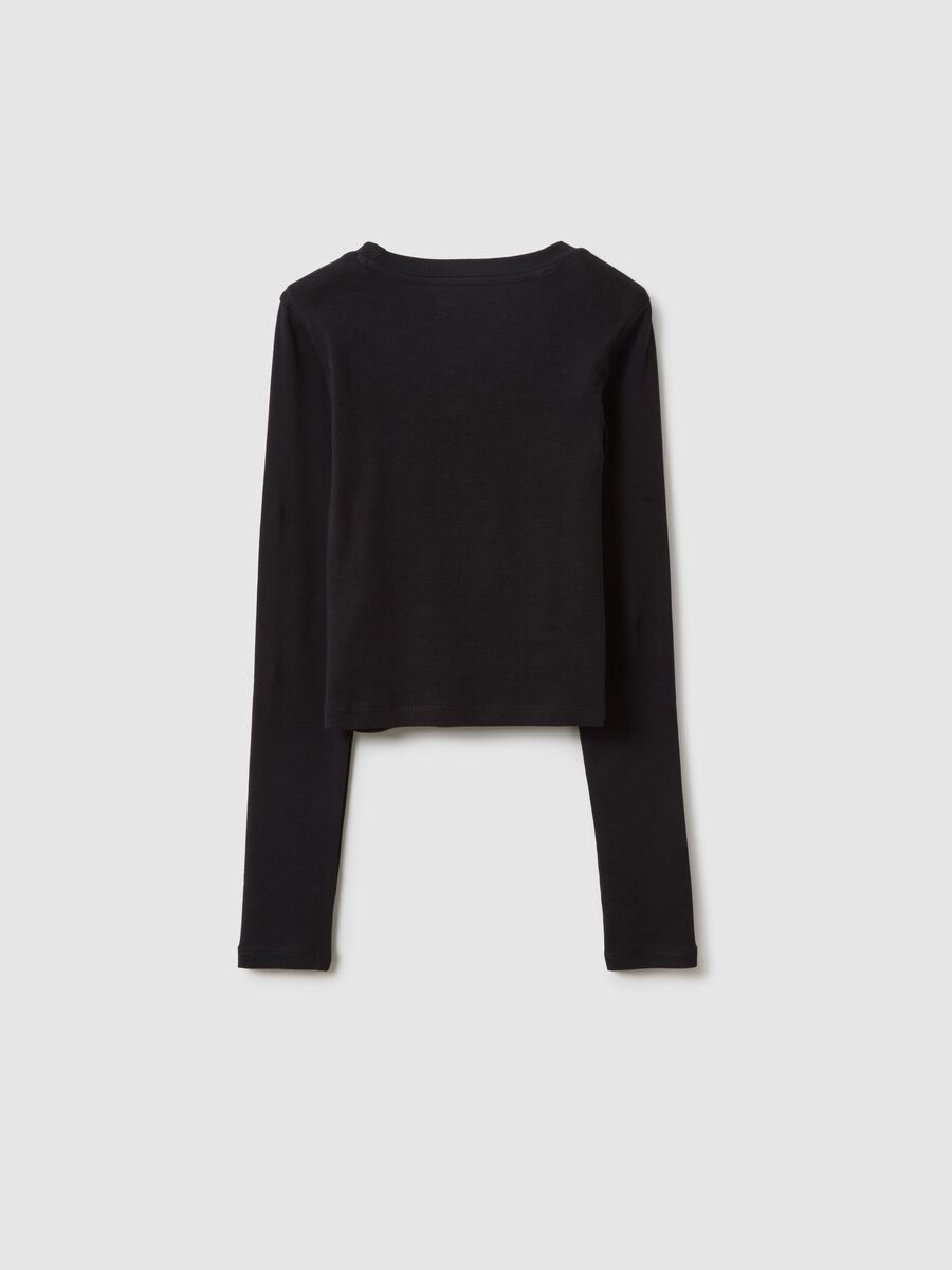 T-shirt in cotone elasticizzato nera da ragazza slim fit_4