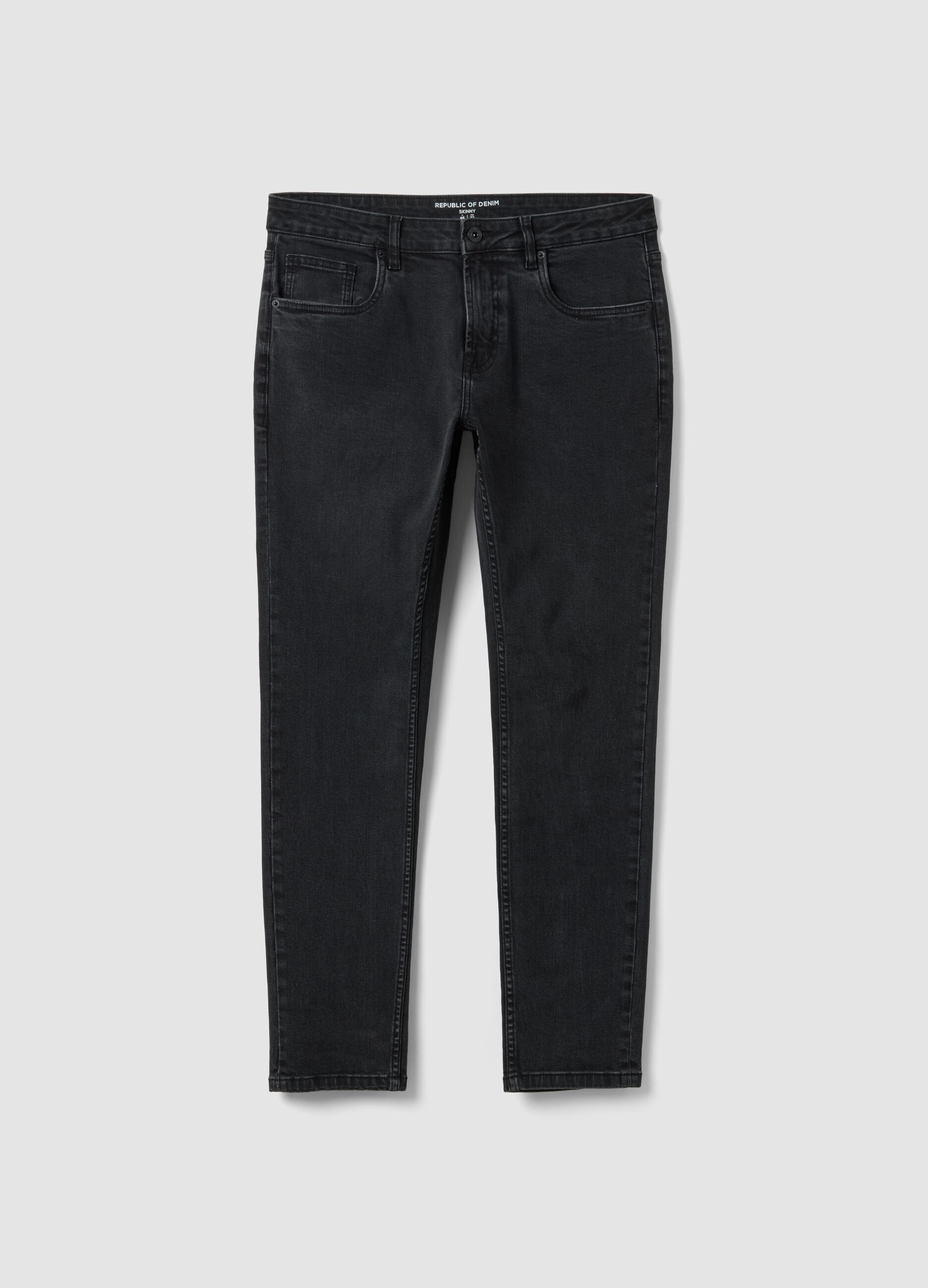 Black stretch cotton skinny-fit jeans