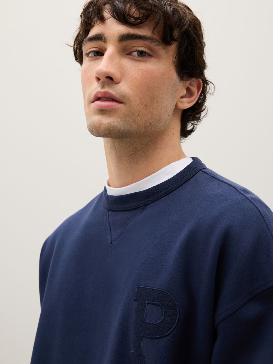 Felpa in puro cotone blu regular fit_0