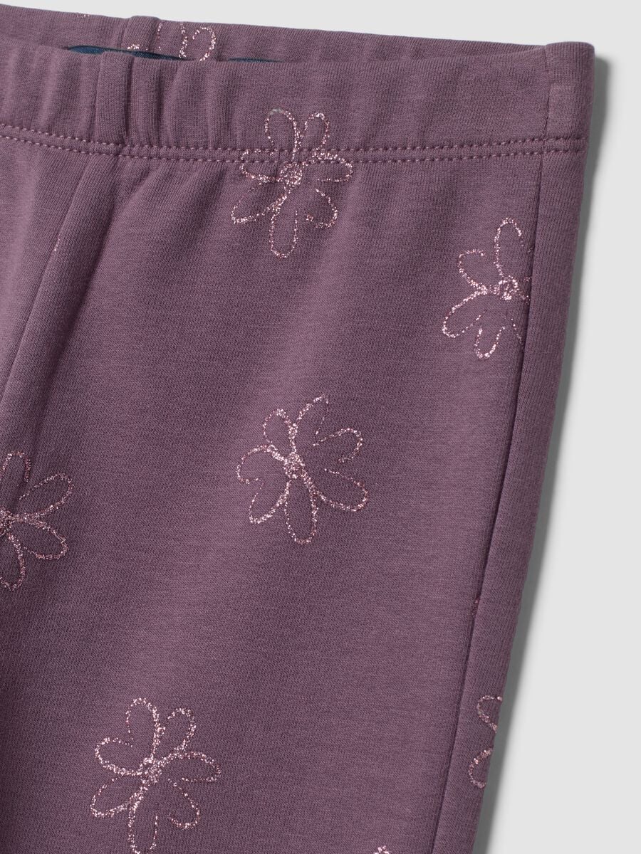 Purple skinny-fit floral leggings in stretch organic cotton_3