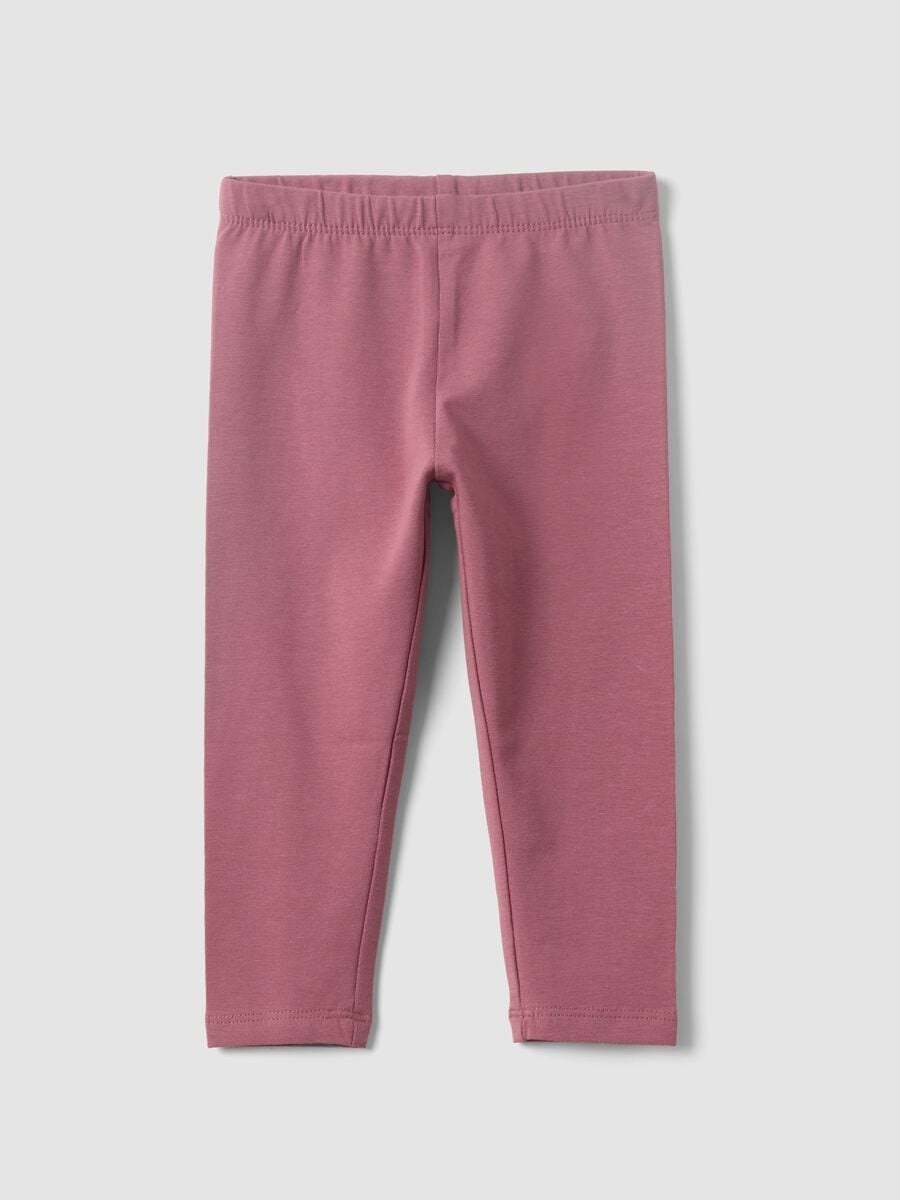 Leggings viola in misto cotone organico slim fit per bimba_0