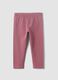 Purple slim-fit organic cotton blend leggings for baby girl_0